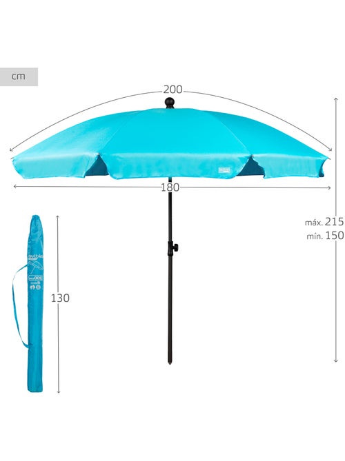 Aktive guarda-sol de praia 8 varetas 200 cm azul - Kiabi