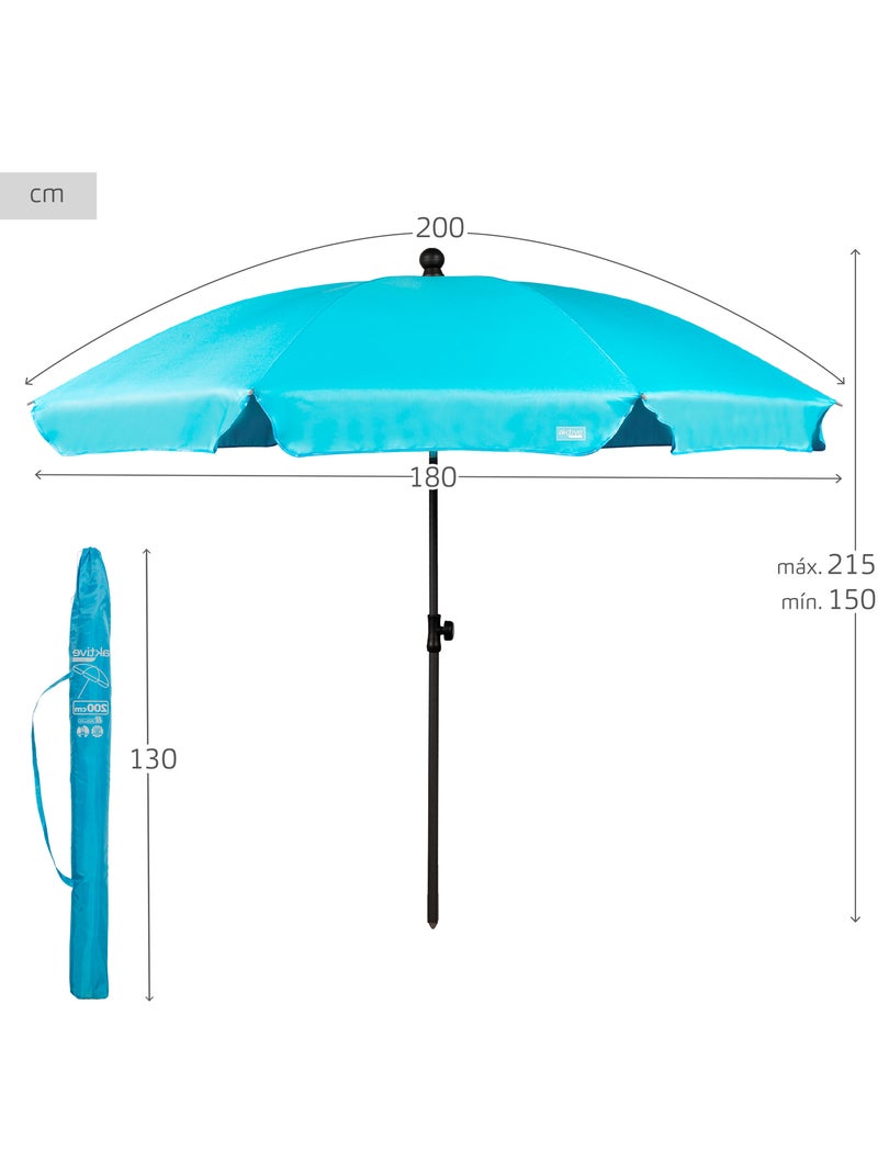Aktive guarda-sol de praia 8 varetas 200 cm azul Azul - Kiabi