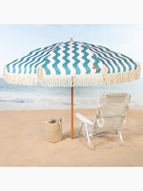 Aktive guarda-sol de praia, 8 varetas, 200 cm, de ondas do mar com franjas - Kiabi