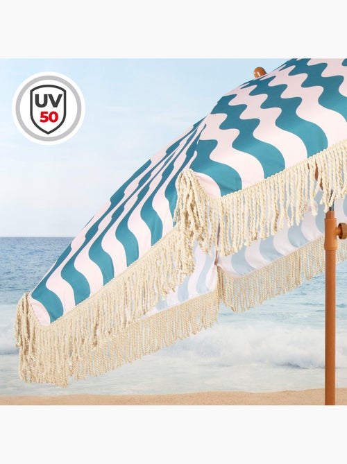 Aktive guarda-sol de praia, 8 varetas, 200 cm, de ondas do mar com franjas - Kiabi