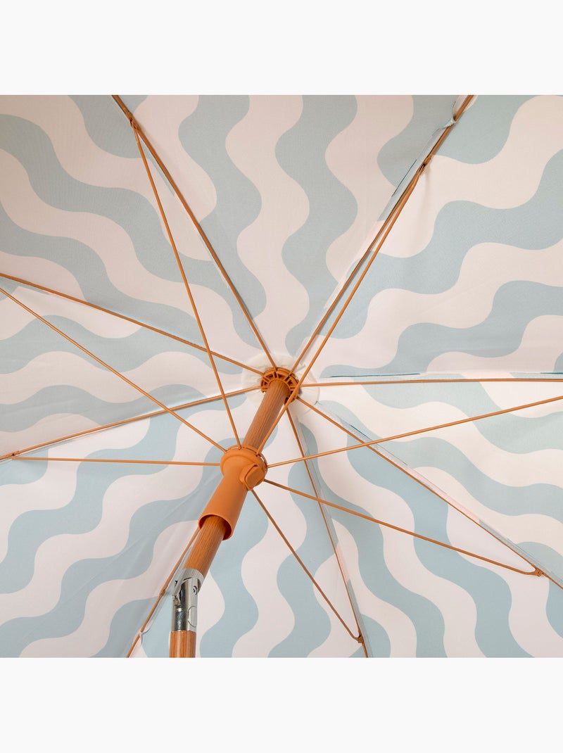 Aktive guarda-sol de praia, 8 varetas, 200 cm, de ondas do mar com franjas Azul - Kiabi