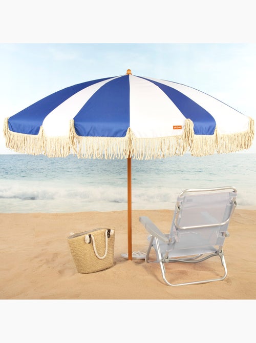 Aktive guarda-sol de praia, 8 varetas, 200 cm, design náutico com franjas - Kiabi
