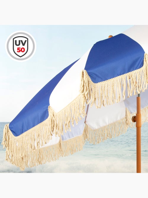 Aktive guarda-sol de praia, 8 varetas, 200 cm, design náutico com franjas - Kiabi