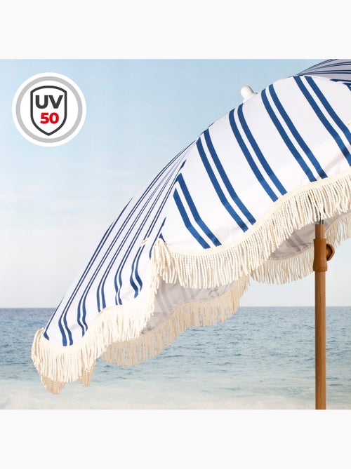 Aktive guarda-sol de praia, 8 varetas, 200 cm, listrado com franjas - Kiabi
