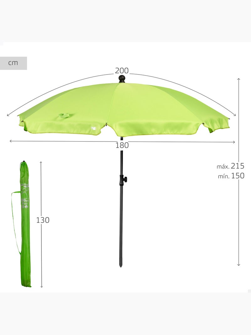 Aktive guarda-sol de praia 8 varetas 200 cm verde Verde - Kiabi