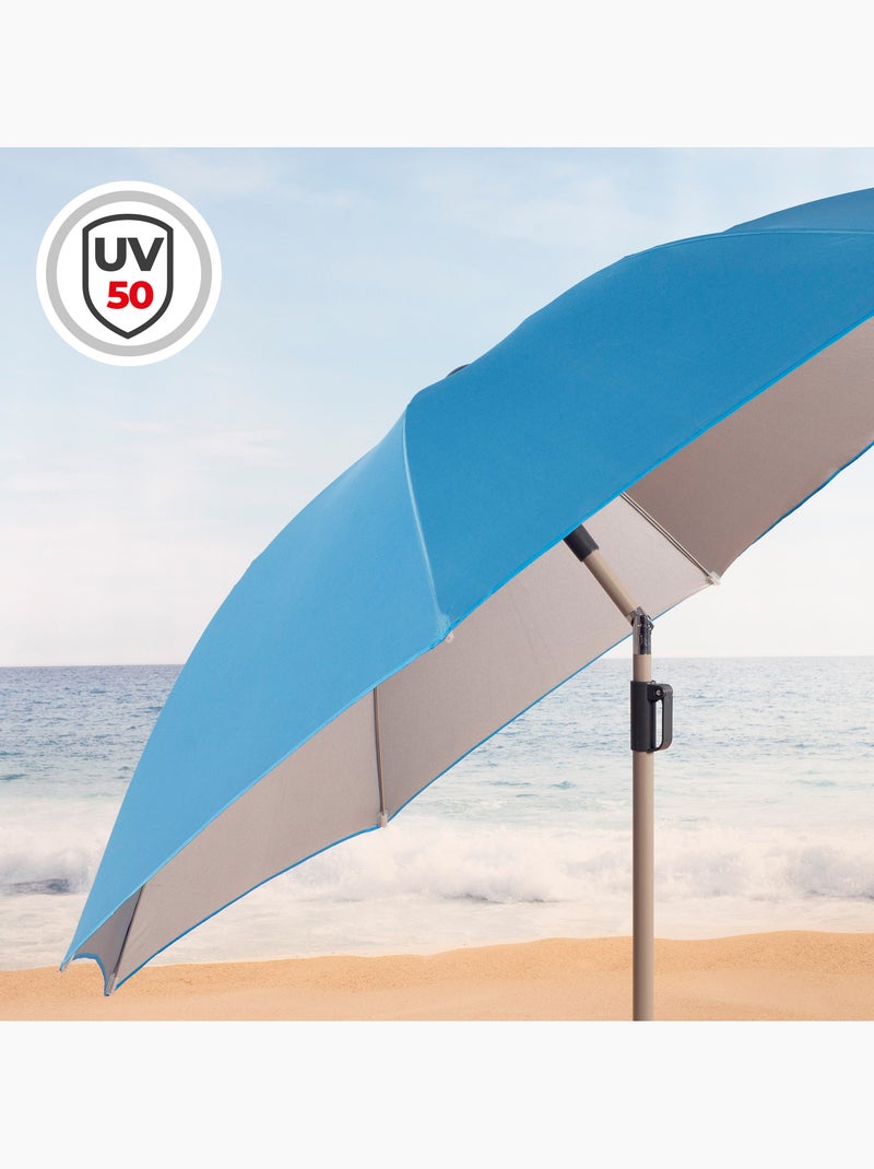 Aktive guarda-sol de praia 8 varetas 220 cm azul com cabide Azul - Kiabi