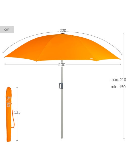 Aktive guarda-sol de praia 8 varetas 220 cm laranja com cabide - Kiabi Aktive guarda-sol de praia 8 varetas 220 cm laranja com cabide - Kiabi