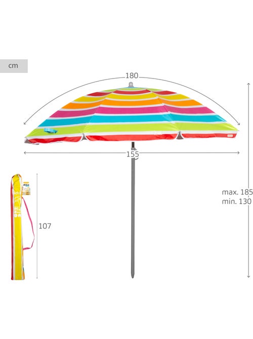 Aktive guarda-sol de praia 8 varetas180 cm cores às riscas - Kiabi