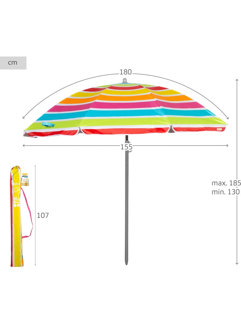Aktive guarda-sol de praia 8 varetas180 cm cores às riscas Multicolorido - Kiabi