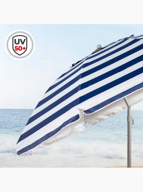 Aktive guarda-sol de praia à prova de vento com 8 varetas, 220 cm, estilo náutico - Kiabi