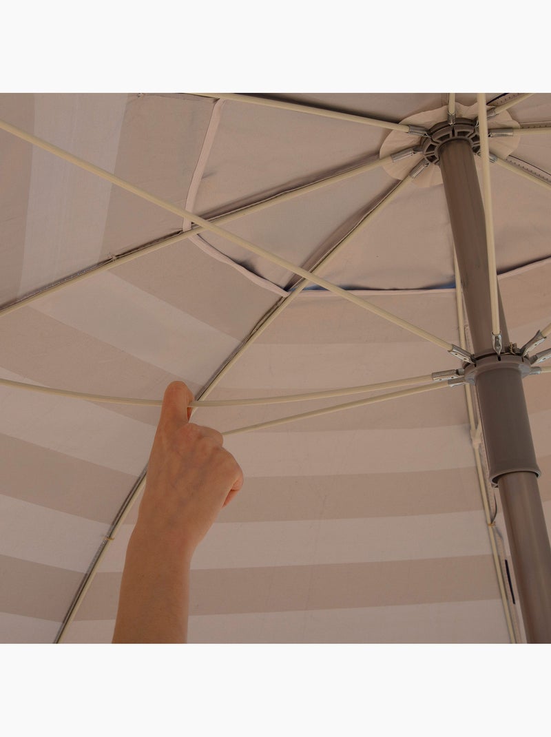 Aktive guarda-sol de praia à prova de vento com 8 varetas, 220 cm, estilo náutico Azul Branco - Kiabi