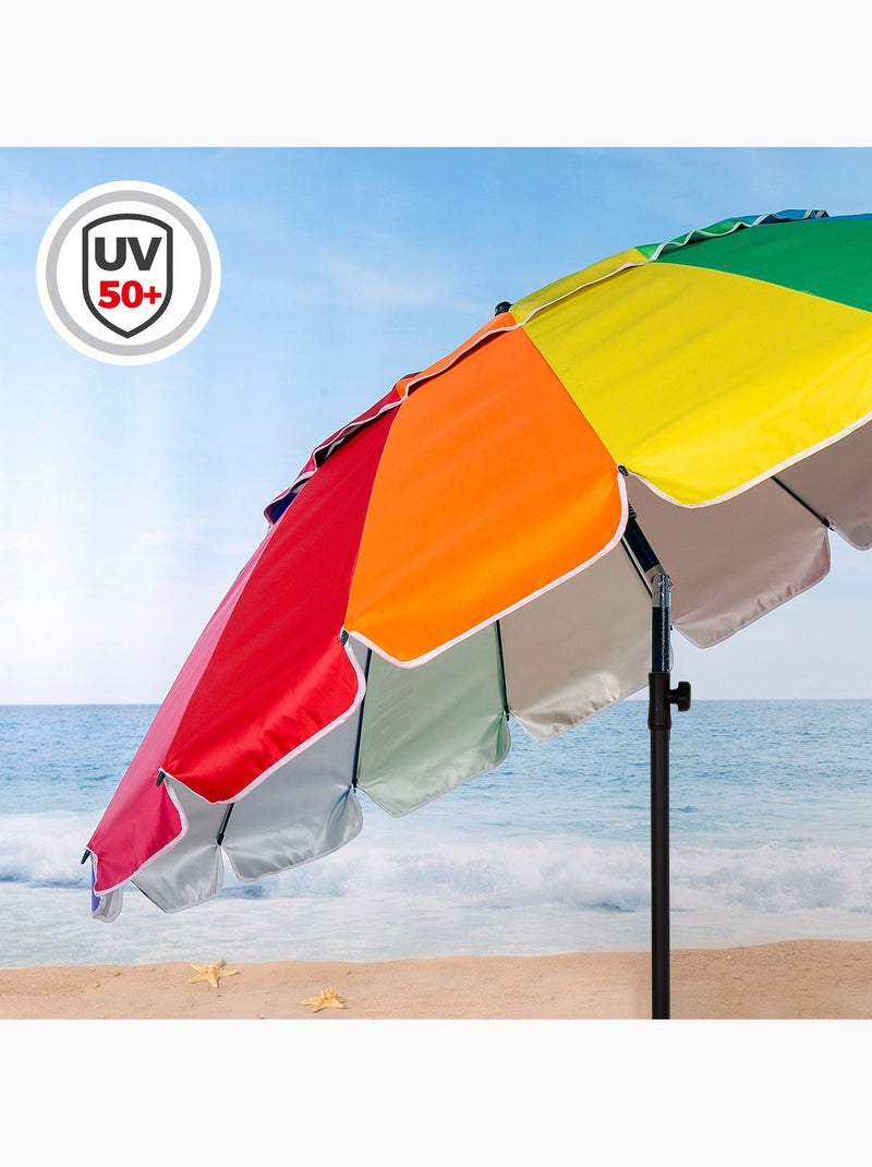 Aktive guarda-sol de praia anti-vento 16 varetas 220 cm multicolorido Multicolorido - Kiabi