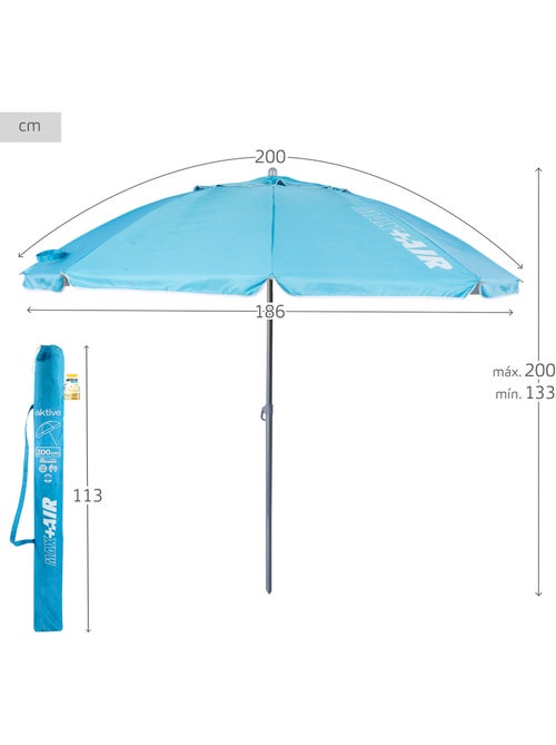 Aktive guarda-sol de praia anti-vento 8 varetas 200 cm azul - Kiabi
