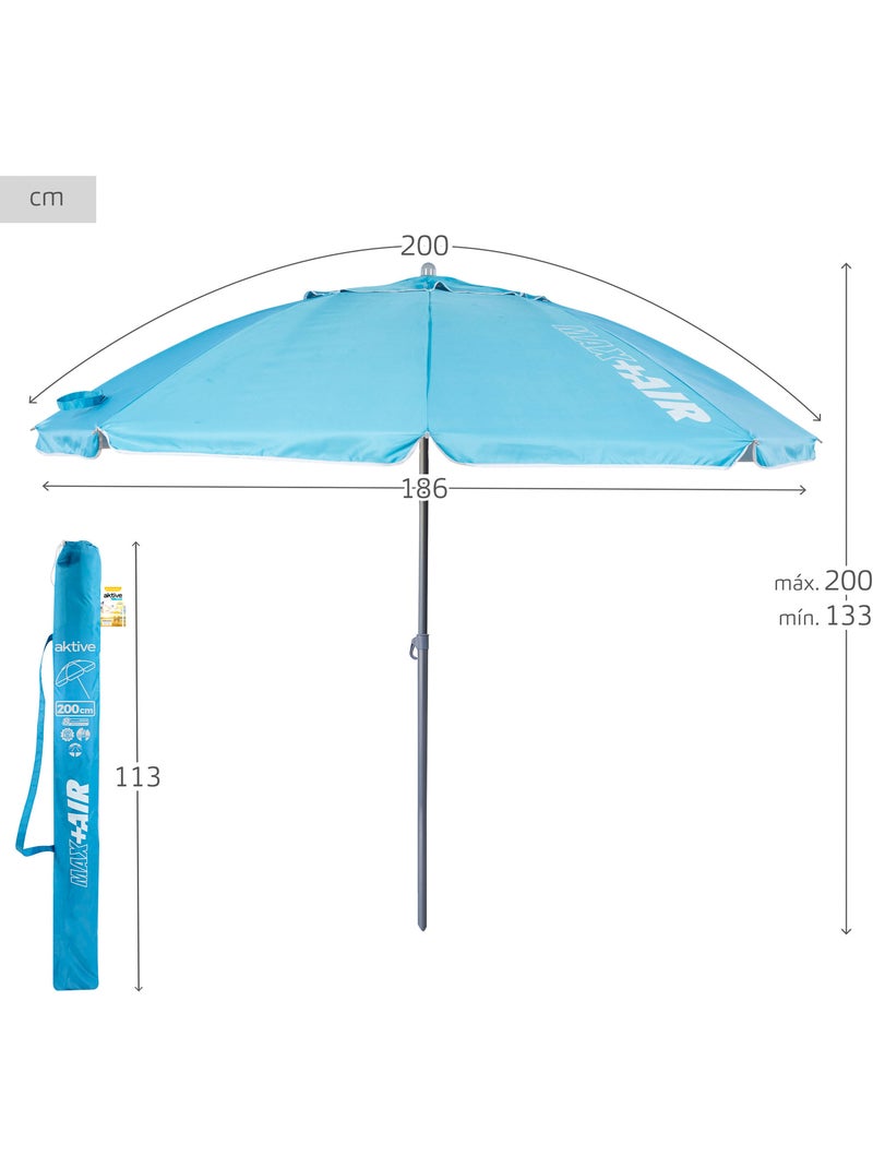 Aktive guarda-sol de praia anti-vento 8 varetas 200 cm azul Azul - Kiabi