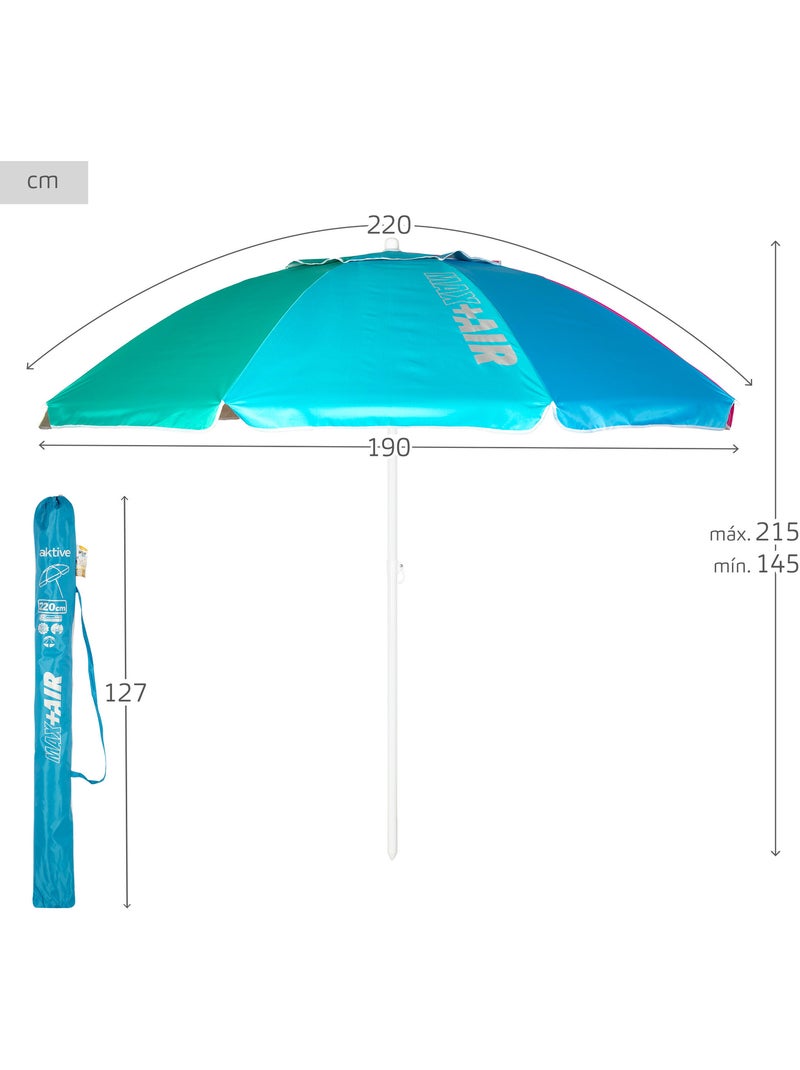 Aktive guarda-sol de praia anti-vento 8 varetas 220 cm multicolorido Multicolorido - Kiabi