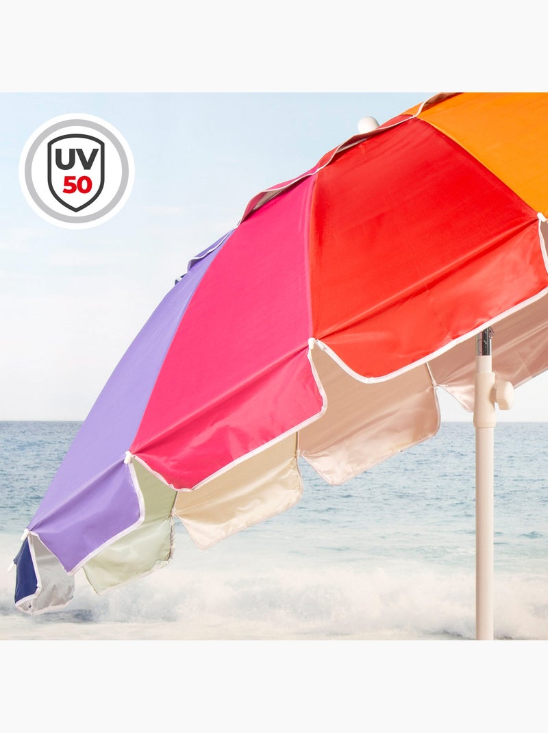 Aktive guarda-sol de praia com 16 varetas, 200 cm, multicolorido, inclinável, proteção uv50 Multicolorido - Kiabi