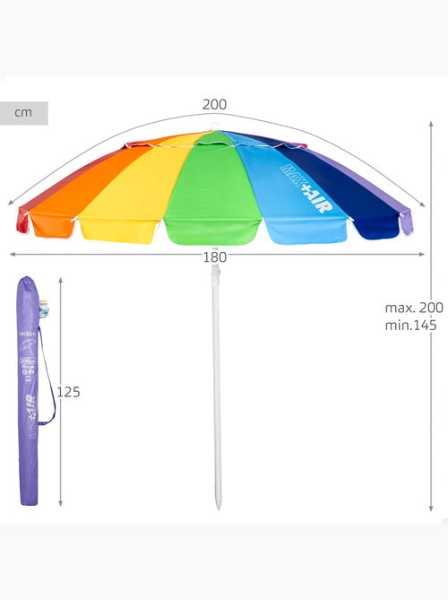 Aktive guarda-sol de praia com 16 varetas, 200 cm, multicolorido, inclinável, proteção uv50 - Kiabi Aktive guarda-sol de praia com 16 varetas, 200 cm, multicolorido, inclinável, proteção uv50 - Kiabi