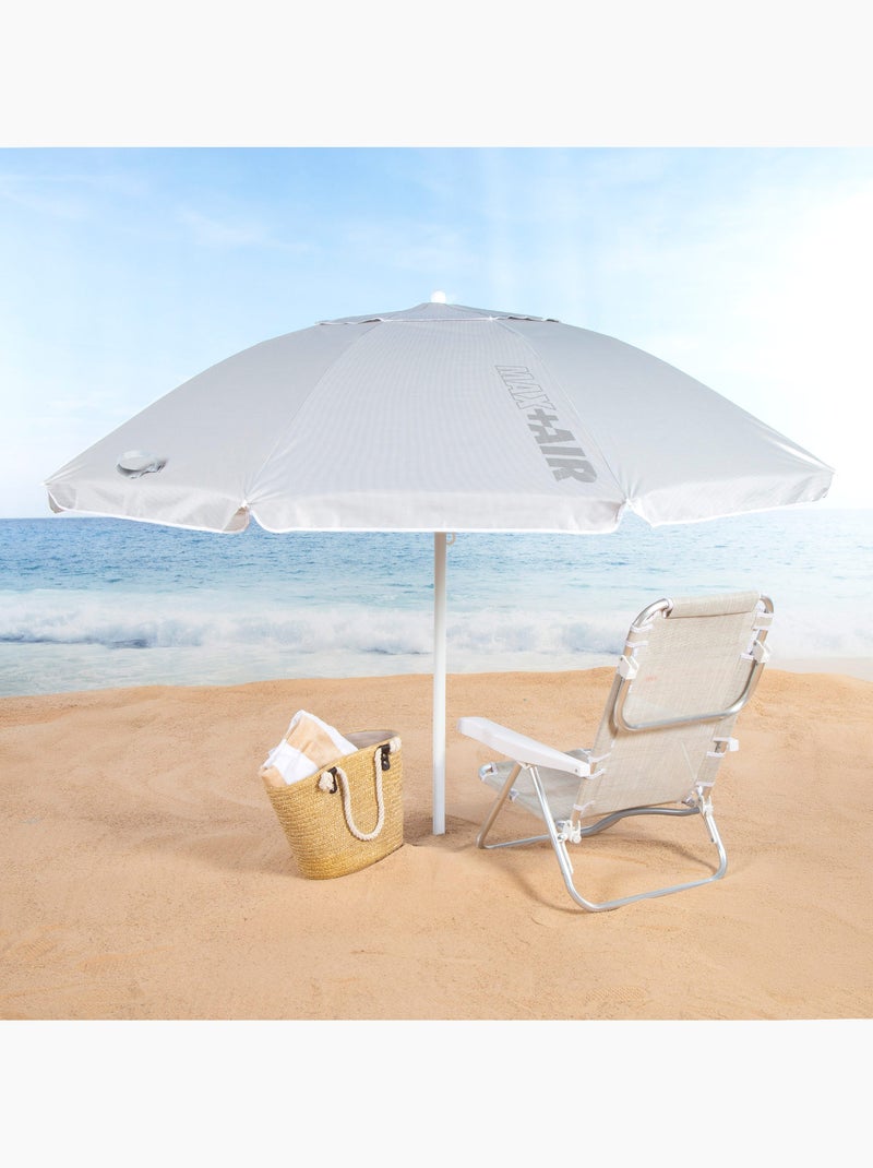 Aktive guarda-sol de praia com 8 varetas, 200 cm, cinza, inclinável, proteção uv50 Cinza - Kiabi