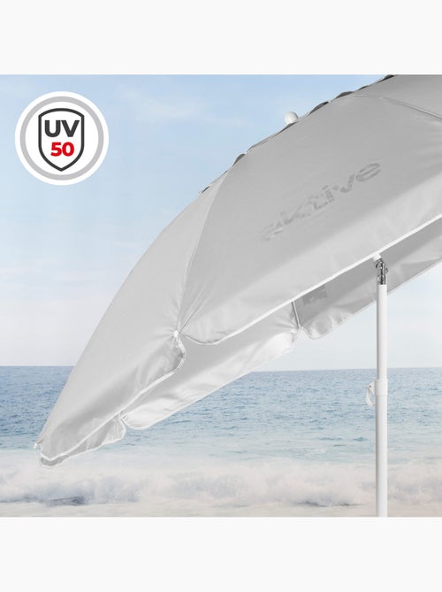 Aktive guarda-sol de praia com 8 varetas, 200 cm, cinza, inclinável, proteção uv50 - Kiabi Aktive guarda-sol de praia com 8 varetas, 200 cm, cinza, inclinável, proteção uv50 - Kiabi
