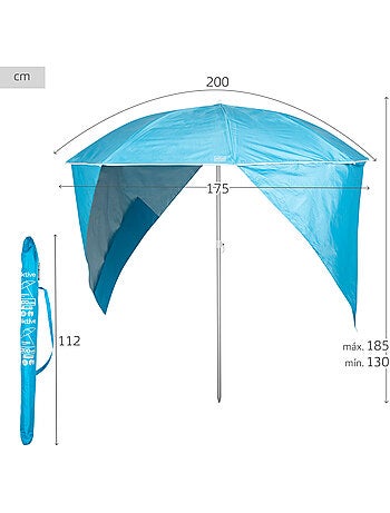 Aktive guarda-sol de praia corta-vento de 8 nervuras, 200 cm, azul