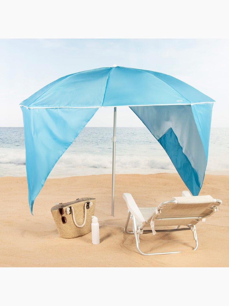 Aktive guarda-sol de praia corta-vento de 8 nervuras, 200 cm, azul Azul - Kiabi
