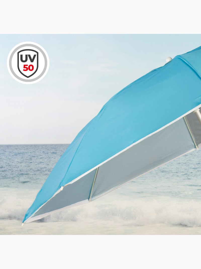 Aktive guarda-sol de praia corta-vento de 8 nervuras, 200 cm, azul Azul - Kiabi