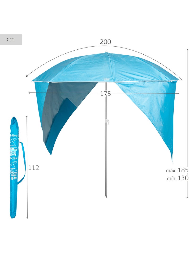 Aktive guarda-sol de praia corta-vento de 8 nervuras, 200 cm, azul Azul - Kiabi