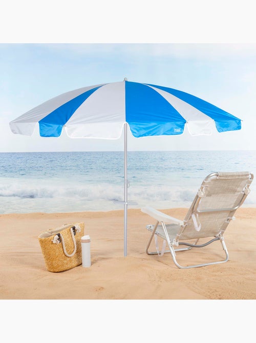 Aktive guarda-sol de praia de 8 pólos 200 cm azul e branco com espiral de âncora - Kiabi