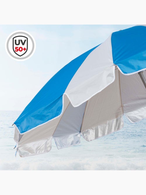 Aktive guarda-sol de praia de 8 pólos 200 cm azul e branco com espiral de âncora - Kiabi
