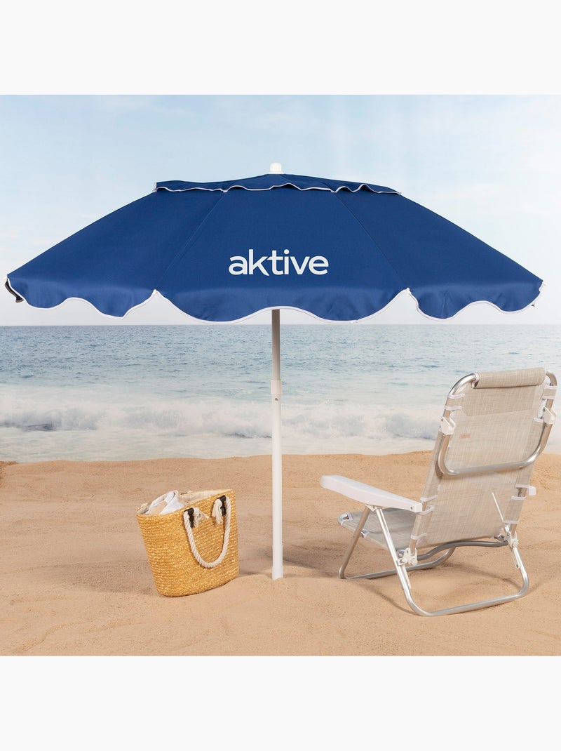 Aktive guarda-sol de praia dobrável compacto 200 cm azul com 8 varetas Azul - Kiabi