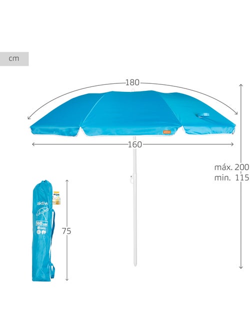 Aktive guarda-sol de praia dobrável compacto 8 varetas 180 cm azul - Kiabi Aktive guarda-sol de praia dobrável compacto 8 varetas 180 cm azul - Kiabi