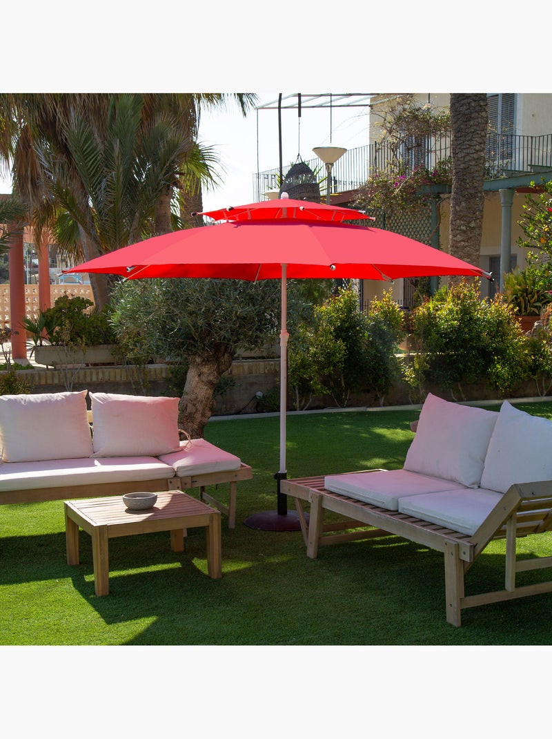 Aktive guarda-sol de praia grande anti-vento 8 varetas 280 cm vermelho Vermelho - Kiabi