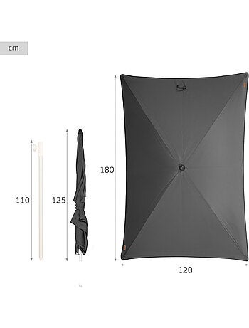 Aktive Guarda-sol retangular 180x120 cm para uso externo UV30