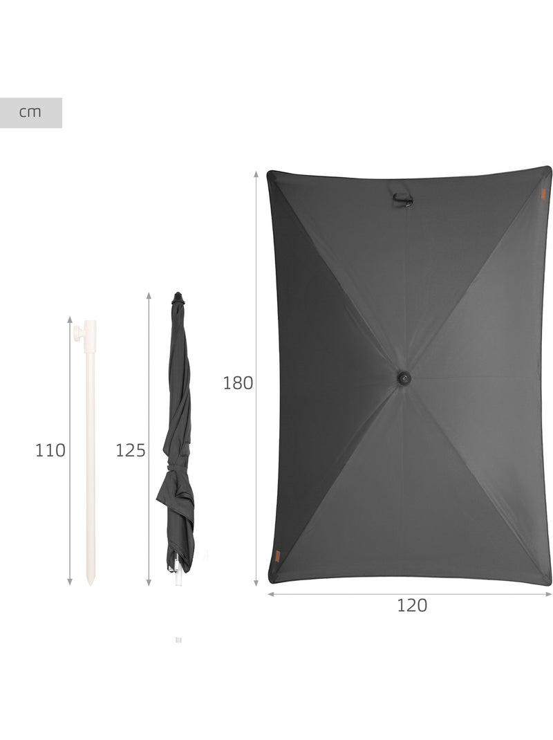 Aktive Guarda-sol retangular 180x120 cm para uso externo UV30 Cinza-cinza - Kiabi