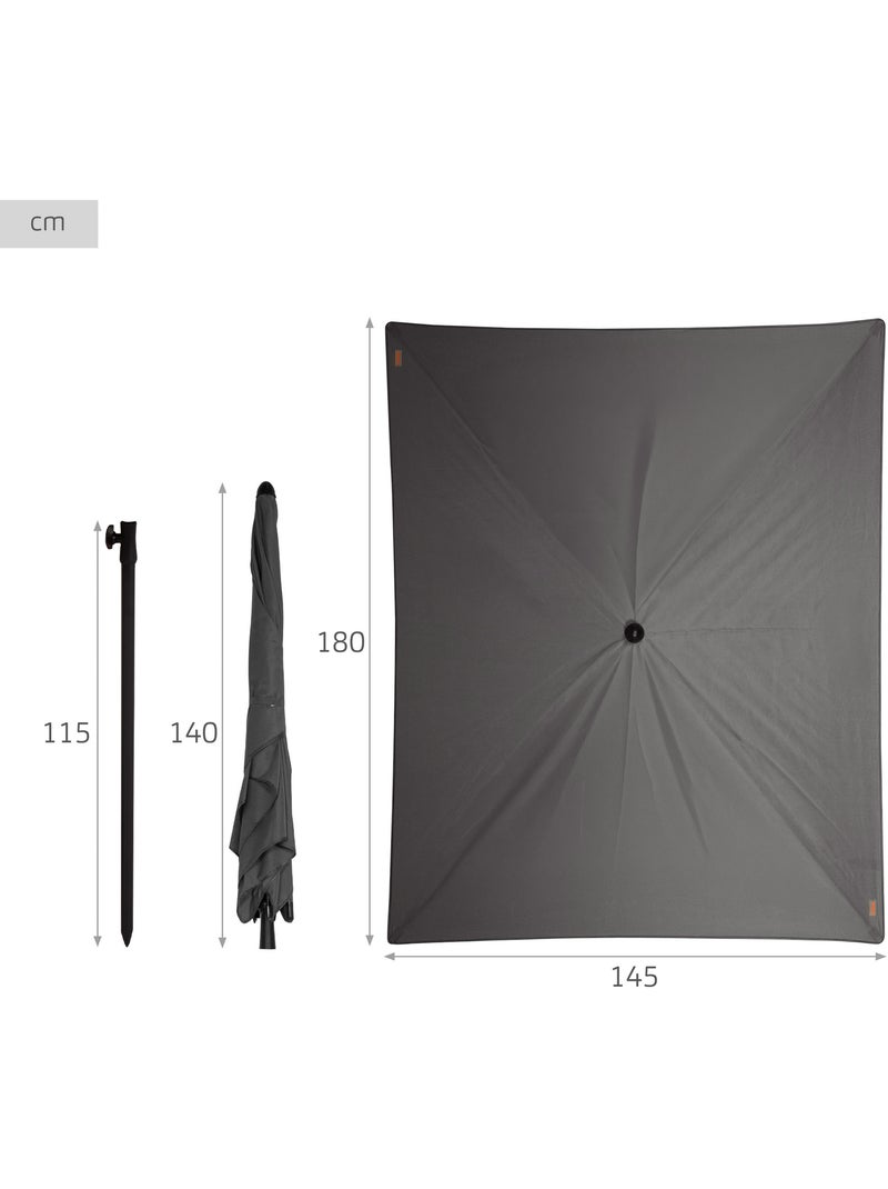 Aktive guarda-sol retangular 180x145 cm Cinza - Kiabi