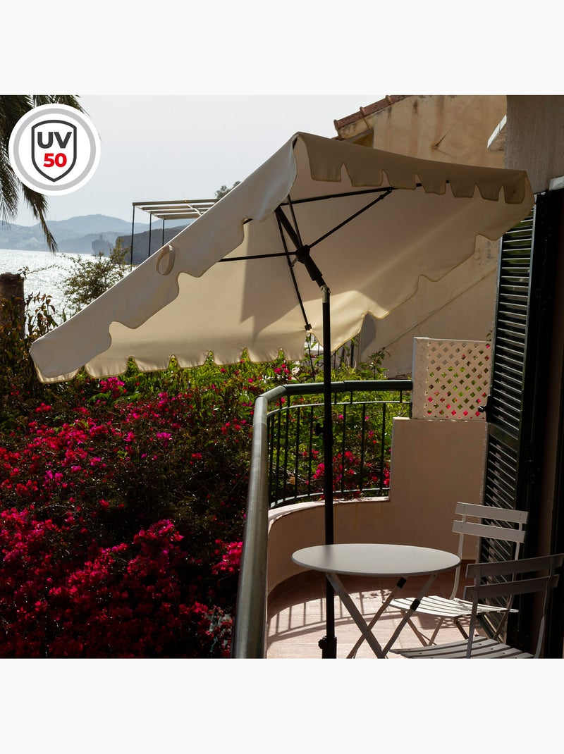 Aktive guarda-sol retangular 200x125 cm com proteção solar Bege - Kiabi