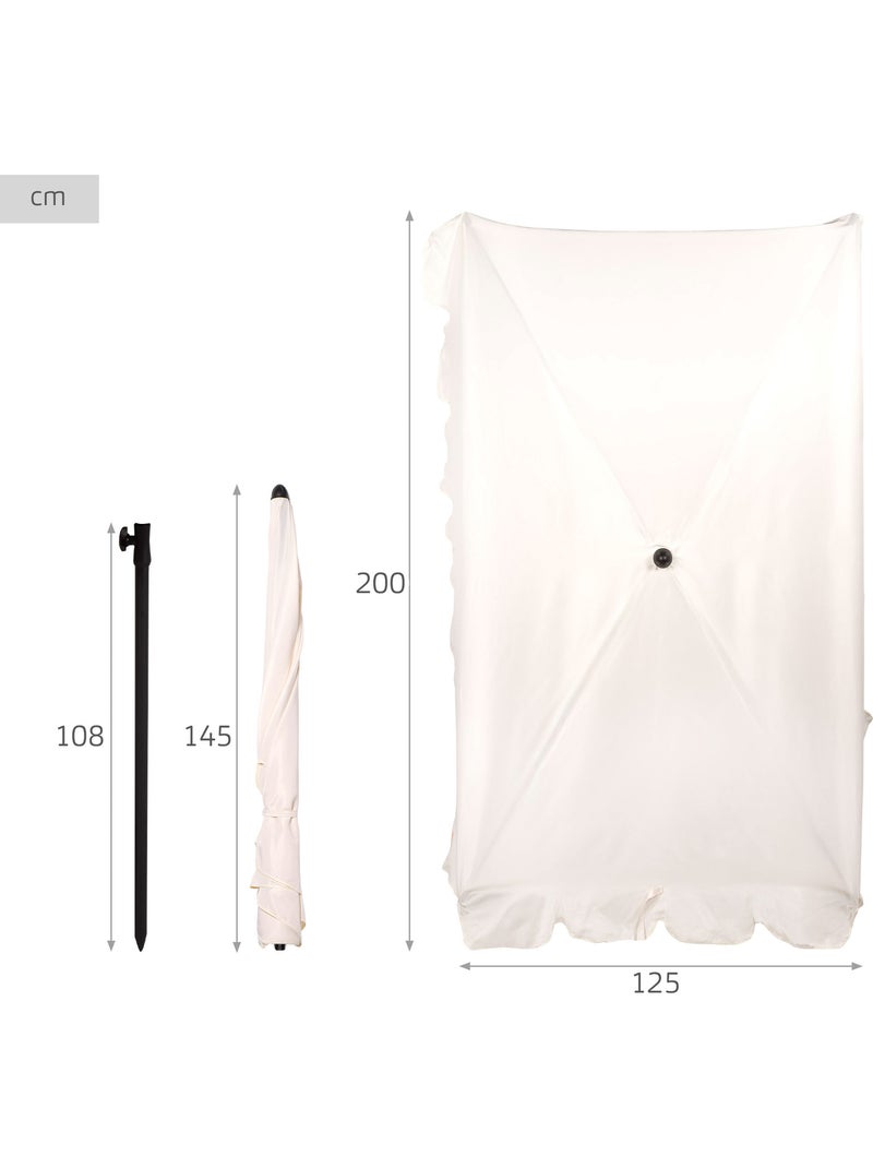 Aktive guarda-sol retangular 200x125 cm com proteção solar Bege - Kiabi