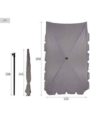 Aktive Guarda-sol retangular 200x125 cm com proteção UV50