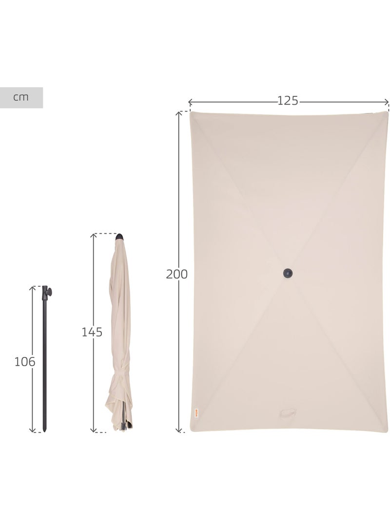 Aktive guarda-sol retangular basculante de jardim 200x125 cm creme uv30 Bege - Kiabi