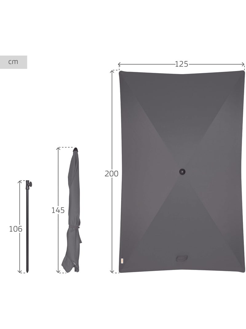 Aktive guarda-sol retangular inclinável cor antracite 200x125 cm uv30 Cinza-cinza antracite cinza - Kiabi