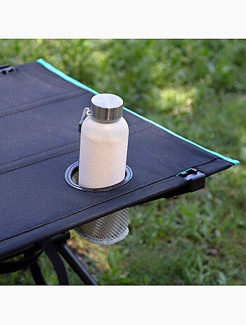 Aktive mesa de acampamento dobrável 62x56x42 cm com porta-copos