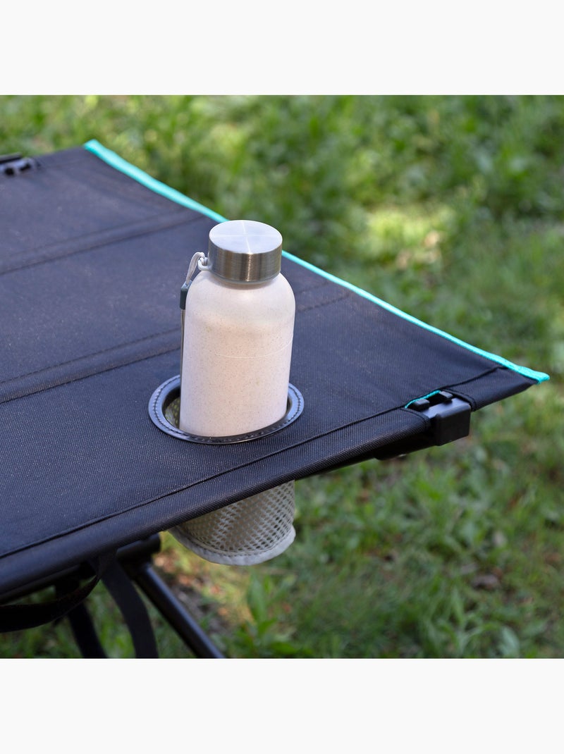 Aktive mesa de acampamento dobrável 62x56x42 cm com porta-copos Preto - Kiabi