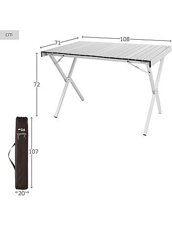 Aktive mesa de acampamento dobrável em alumínio, antiderrapante e removível