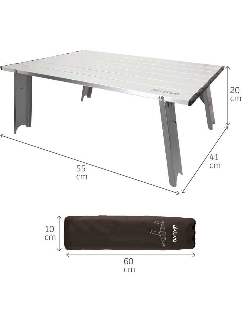 Aktive mesa de acampamento dobrável pequena de alumínio ultraleve de 55x41x20 cm Cinza - Kiabi