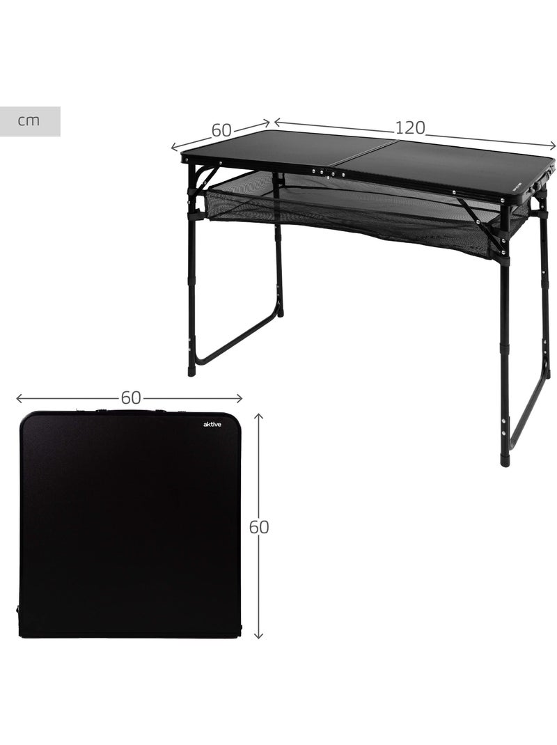 Aktive mesa de acampamento dobrável preta, ajustável em altura e antiderrapante com tela Preto - Kiabi
