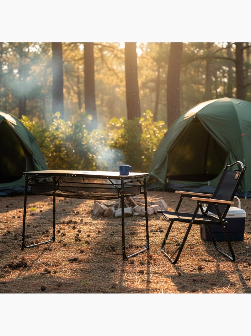 Aktive mesa de acampamento dobrável preta, ajustável em altura e antiderrapante com tela Preto - Kiabi