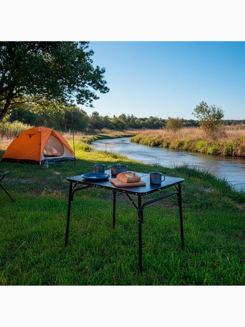 Aktive mesa de acampamento dobrável preta antiderrapante com sistema de nivelamento - Kiabi