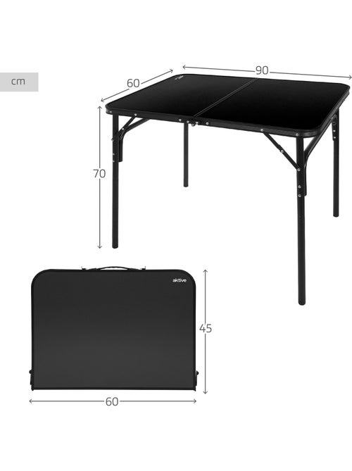 Aktive mesa de acampamento dobrável preta antiderrapante com sistema de nivelamento - Kiabi