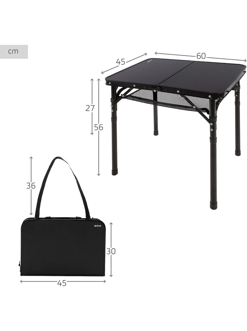 Aktive mesa de acampamento dobrável, regulável em altura e antiderrapante, preta com rede Preto - Kiabi