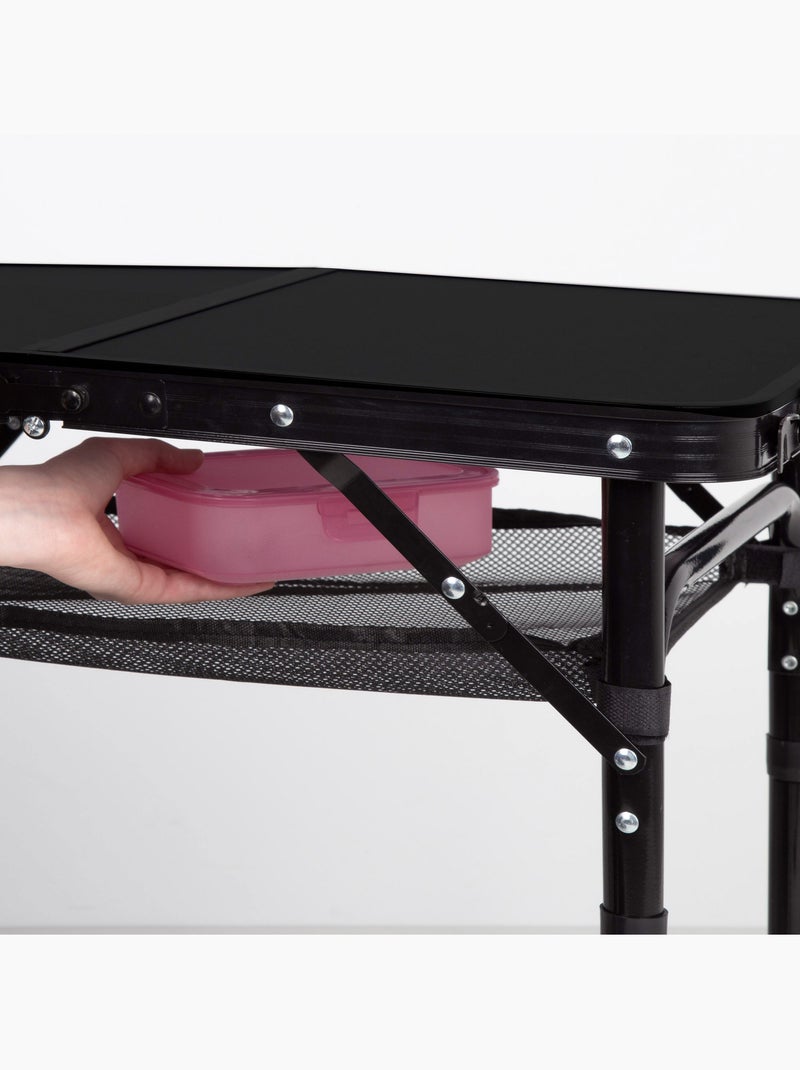 Aktive mesa de acampamento dobrável, regulável em altura e antiderrapante, preta com rede Preto - Kiabi